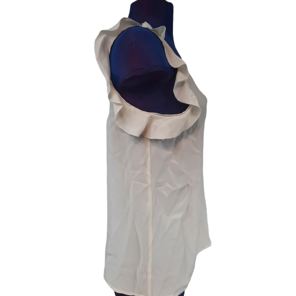 Joie 100%‎ Silk Cream Blouse Flutter Sleeve Cut Out Scoop Neck Size XS Women's - Picture 3 of 7